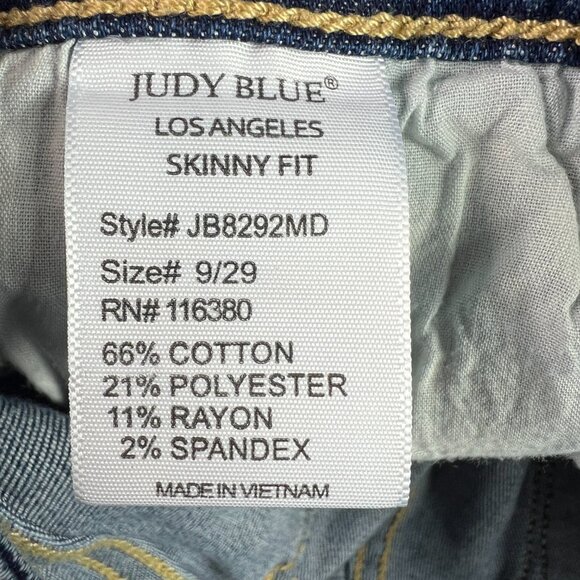 Judy Blue Jeans Women's 30x28* Skinny Mid Rise Blue Distressed Denim Tag 29 - Picture 9 of 16